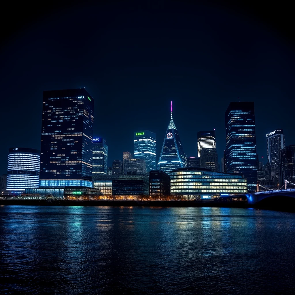 Canary Wharf, London technology district at dusk