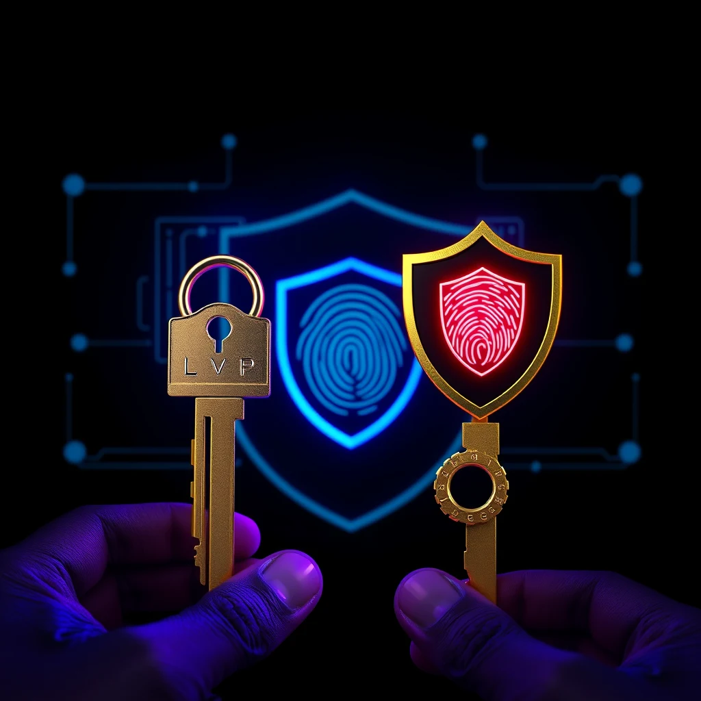 Secure authentication and IP whitelisting concept with keys and shields