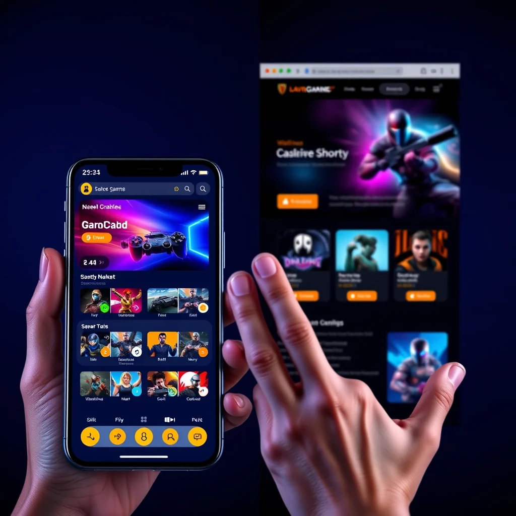 Mobile and website gaming interface shown side by side